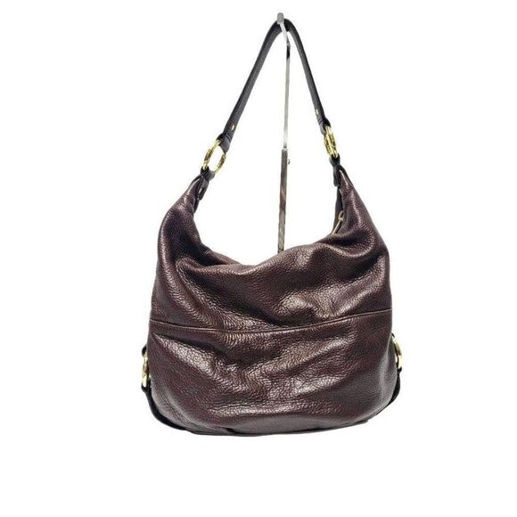 MICHAEL Michael's Kors Fulton Brown Pebbled Leather Shoulder Hobo Bag Purse - Picture 2 of 12